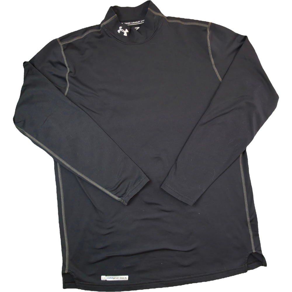 Under Armour ColdGear Mock Neck Base Layer Mens Large Black Fitted Long Sleeve